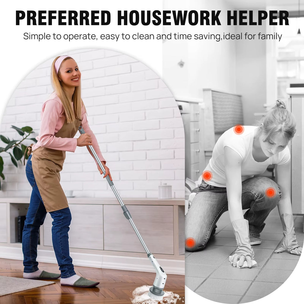 Electric Spin Scrubber – Cordless Cleaning Brush with Long Handle