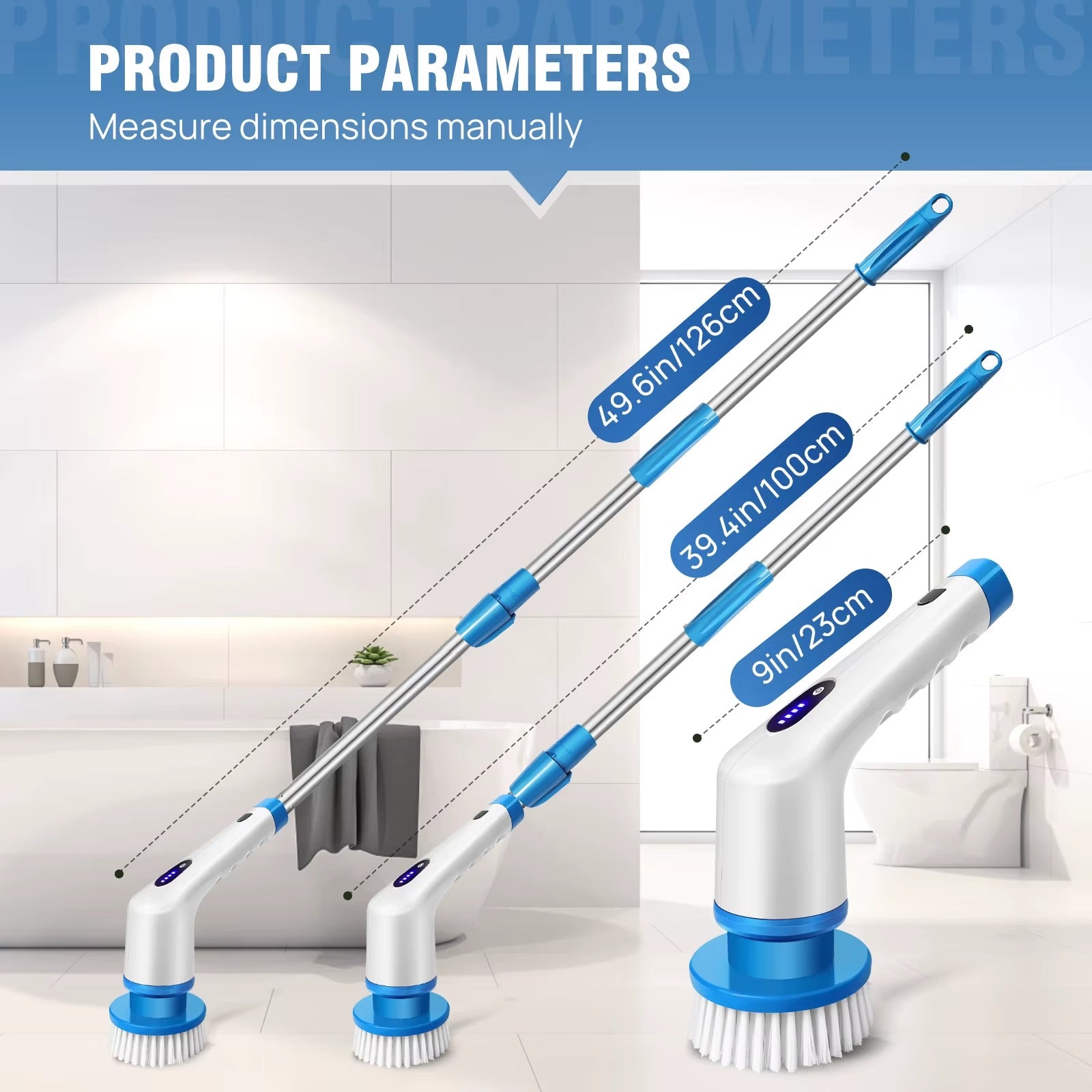 Electric Spin Scrubber – Cordless Cleaning Brush with Long Handle