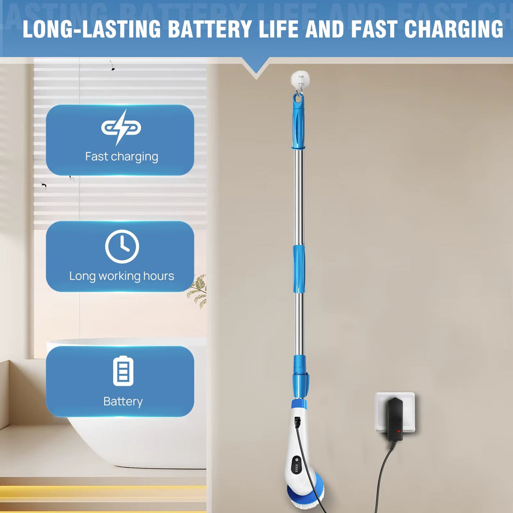 Electric Spin Scrubber – Cordless Cleaning Brush with Long Handle