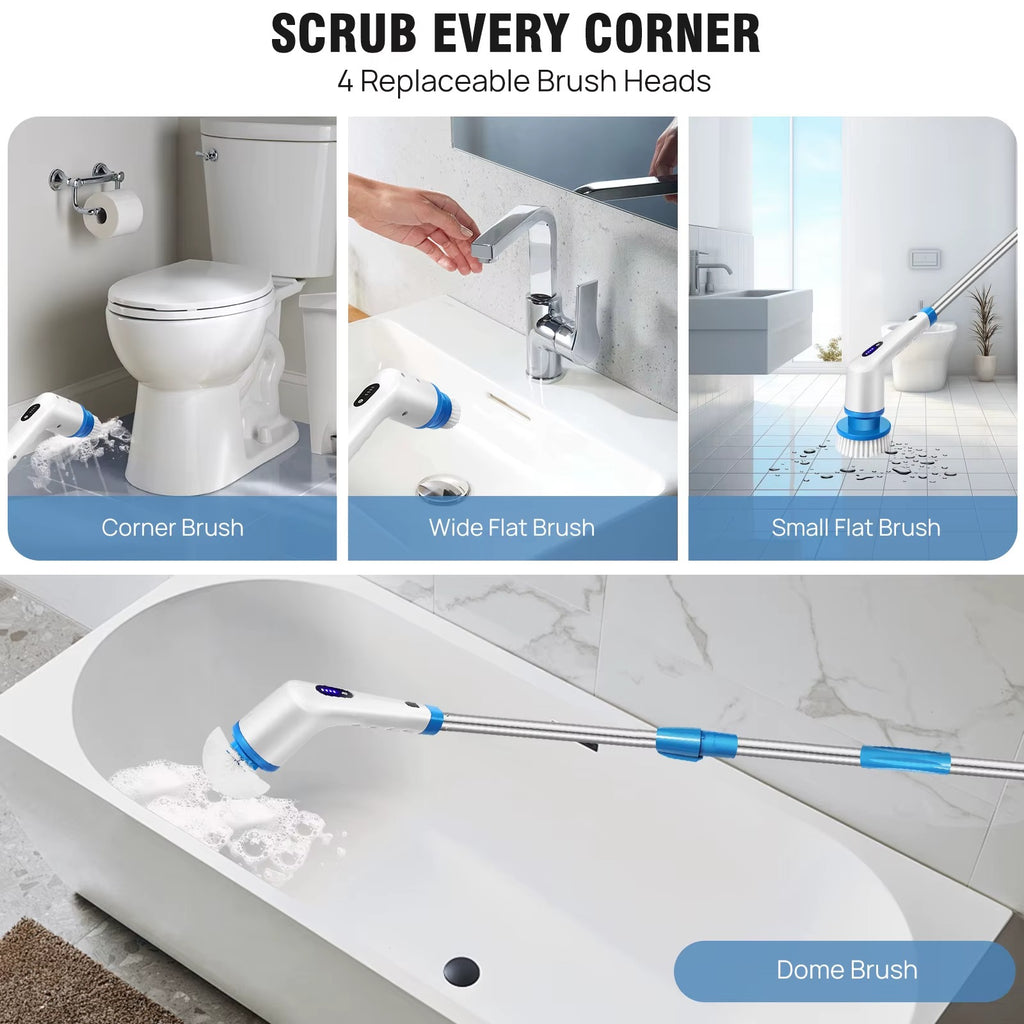 Electric Spin Scrubber – Cordless Cleaning Brush with Long Handle