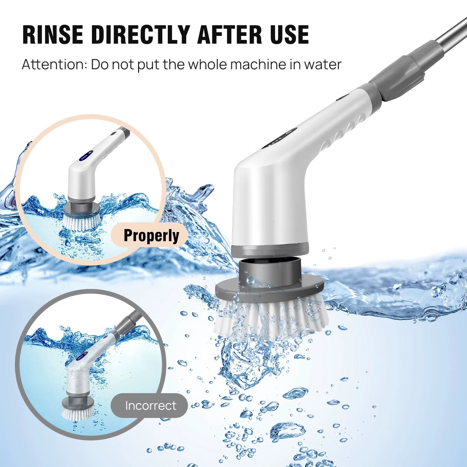 Electric Spin Scrubber – Cordless Cleaning Brush with Long Handle